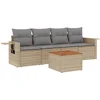 Image de vidaXL - 5-delige - Loungeset - met - kussens - poly - rattan - gemengd - beige