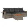 Image de vidaXL - 5-delige - Loungeset - met - kussens - poly - rattan - grijs