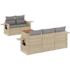 Image de vidaXL - 6-delige - Loungeset - met - kussens - poly - rattan - gemengd - beige