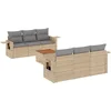 Image de vidaXL - 7-delige - Loungeset - met - kussens - poly - rattan - gemengd - beige