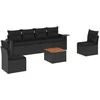 Image de vidaXL - 7-delige - Loungeset - met - kussens - poly - rattan - zwart