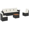 Image de vidaXL - 7-delige - Loungeset - met - kussens - poly - rattan - zwart