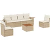 Image de vidaXL - 7-delige - Loungeset - met - kussens - poly - rattan - beige