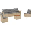 Image de vidaXL - 7-delige - Loungeset - met - kussens - poly - rattan - gemengd - beige
