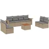 Image de vidaXL - 9-delige - Loungeset - met - kussens - poly - rattan - gemengd - beige