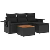 Image de vidaXL - 5-delige - Loungeset - met - kussens - poly - rattan - zwart