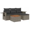 Image de vidaXL - 5-delige - Loungeset - met - kussens - poly - rattan - grijs