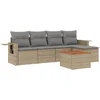 Image de vidaXL - 6-delige - Loungeset - met - kussens - poly - rattan - gemengd - beige