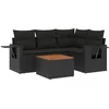 Image de vidaXL - 5-delige - Loungeset - met - kussens - poly - rattan - zwart