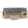 Image de vidaXL - 5-delige - Loungeset - met - kussens - poly - rattan - gemengd - beige