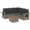 Image de vidaXL - 6-delige - Loungeset - met - kussens - poly - rattan - grijs