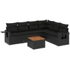 Image de vidaXL - 7-delige - Loungeset - met - kussens - poly - rattan - zwart