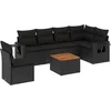 Image de vidaXL - 7-delige - Loungeset - met - kussens - poly - rattan - zwart