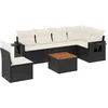 Image de vidaXL - 7-delige - Loungeset - met - kussens - poly - rattan - zwart