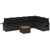 Image de vidaXL - 8-delige - Loungeset - met - kussens - poly - rattan - zwart