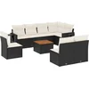 Image de vidaXL - 9-delige - Loungeset - met - kussens - poly - rattan - zwart