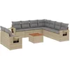 Image de vidaXL - 10-delige - Loungeset - met - kussens - poly - rattan - gemengd - beige