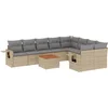 Image de vidaXL - 10-delige - Loungeset - met - kussens - poly - rattan - gemengd - beige