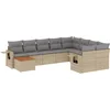 Image de vidaXL - 10-delige - Loungeset - met - kussens - poly - rattan - gemengd - beige