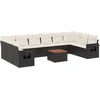 Image de vidaXL - 11-delige - Loungeset - met - kussens - poly - rattan - zwart