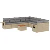 Image de vidaXL - 11-delige - Loungeset - met - kussens - poly - rattan - gemengd - beige