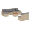Image de vidaXL - 10-delige - Loungeset - met - kussens - poly - rattan - gemengd - beige
