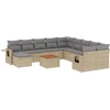 Image de vidaXL - 12-delige - Loungeset - met - kussens - poly - rattan - gemengd - beige