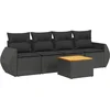 Image de vidaXL - 5-delige - Loungeset - met - kussens - poly - rattan - zwart