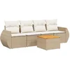 Image de vidaXL - 5-delige - Loungeset - met - kussens - poly - rattan - beige