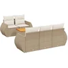 Image de vidaXL - 6-delige - Loungeset - met - kussens - poly - rattan - beige