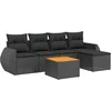 Image de vidaXL - 6-delige - Loungeset - met - kussens - poly - rattan - zwart