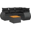 Image de vidaXL - 5-delige - Loungeset - met - kussens - poly - rattan - zwart