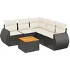 Image de vidaXL - 6-delige - Loungeset - met - kussens - poly - rattan - zwart