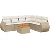 Image de vidaXL - 7-delige - Loungeset - met - kussens - poly - rattan - beige