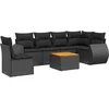 Image de vidaXL - 7-delige - Loungeset - met - kussens - poly - rattan - zwart