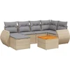 Image de vidaXL - 7-delige - Loungeset - met - kussens - poly - rattan - beige