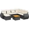 Image de vidaXL - 8-delige - Loungeset - met - kussens - poly - rattan - zwart