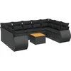 Image de vidaXL - 10-delige - Loungeset - met - kussens - poly - rattan - zwart