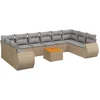 Image de vidaXL - 11-delige - Tuinset - met - kussens - poly - rattan - beige