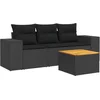 Image de vidaXL - 4-delige - Loungeset - met - kussens - poly - rattan - zwart