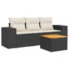 Image de vidaXL - 4-delige - Loungeset - met - kussens - poly - rattan - zwart