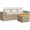 Image de vidaXL - 4-delige - Loungeset - met - kussens - poly - rattan - beige