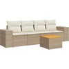 Image de vidaXL - 5-delige - Loungeset - met - kussens - poly - rattan - beige