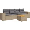 Image de vidaXL - 5-delige - Loungeset - met - kussens - poly - rattan - beige