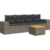 Image de vidaXL - 5-delige - Loungeset - met - kussens - poly - rattan - grijs
