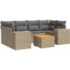 Image de vidaXL - 7-delige - Loungeset - met - kussens - poly - rattan - beige