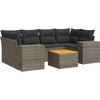Image de vidaXL - 7-delige - Loungeset - met - kussens - poly - rattan - grijs