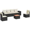 Image de vidaXL - 7-delige - Loungeset - met - kussens - poly - rattan - zwart