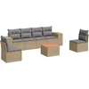 Image de vidaXL - 7-delige - Loungeset - met - kussens - poly - rattan - beige