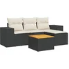 Image de vidaXL - 5-delige - Loungeset - met - kussens - poly - rattan - zwart